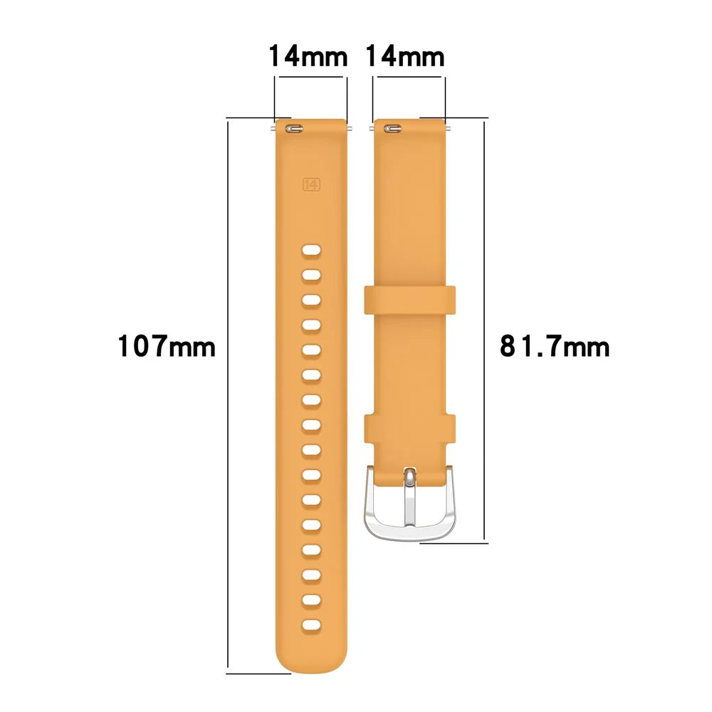 For Garmin Lily 2 Silicone Watch Bands 14mm Waterproof Soft Replacement Straps - Yellow - 7