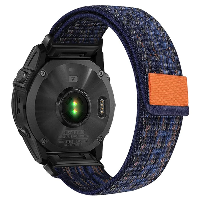 For  Garmin Fenix 7 / Forerunner 965 / 955 / 945 / 935 Wrist Band 22mm Nylon Watch Strap - Blue+Orange - 1