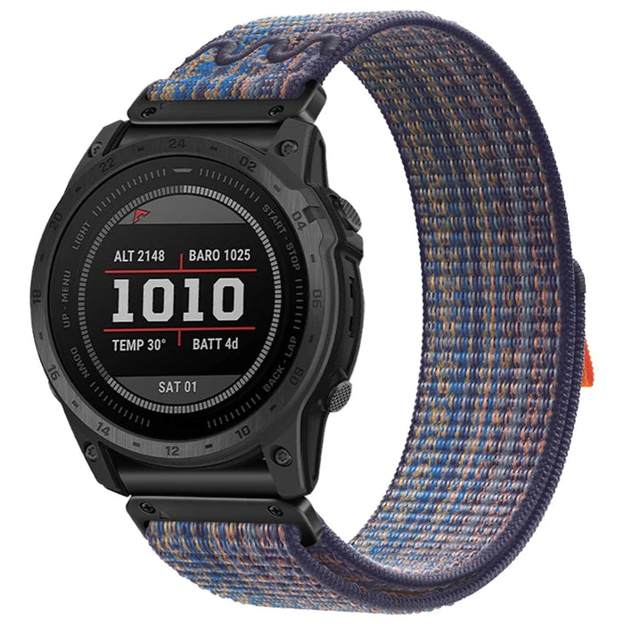 For  Garmin Fenix 7 / Forerunner 965 / 955 / 945 / 935 Wrist Band 22mm Nylon Watch Strap - Blue+Orange - 3