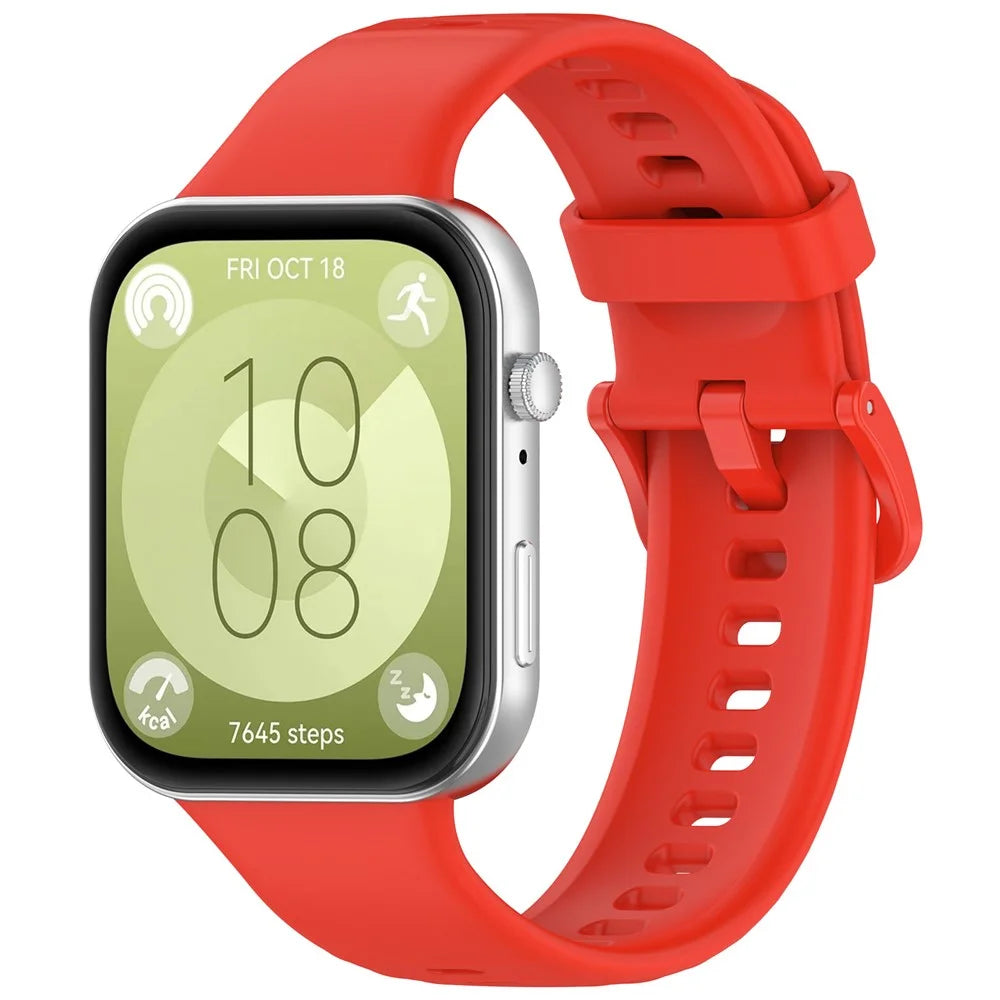 For Huawei Watch Fit 3 Silicone Strap Sport Watchbands Replacement - Red - 4