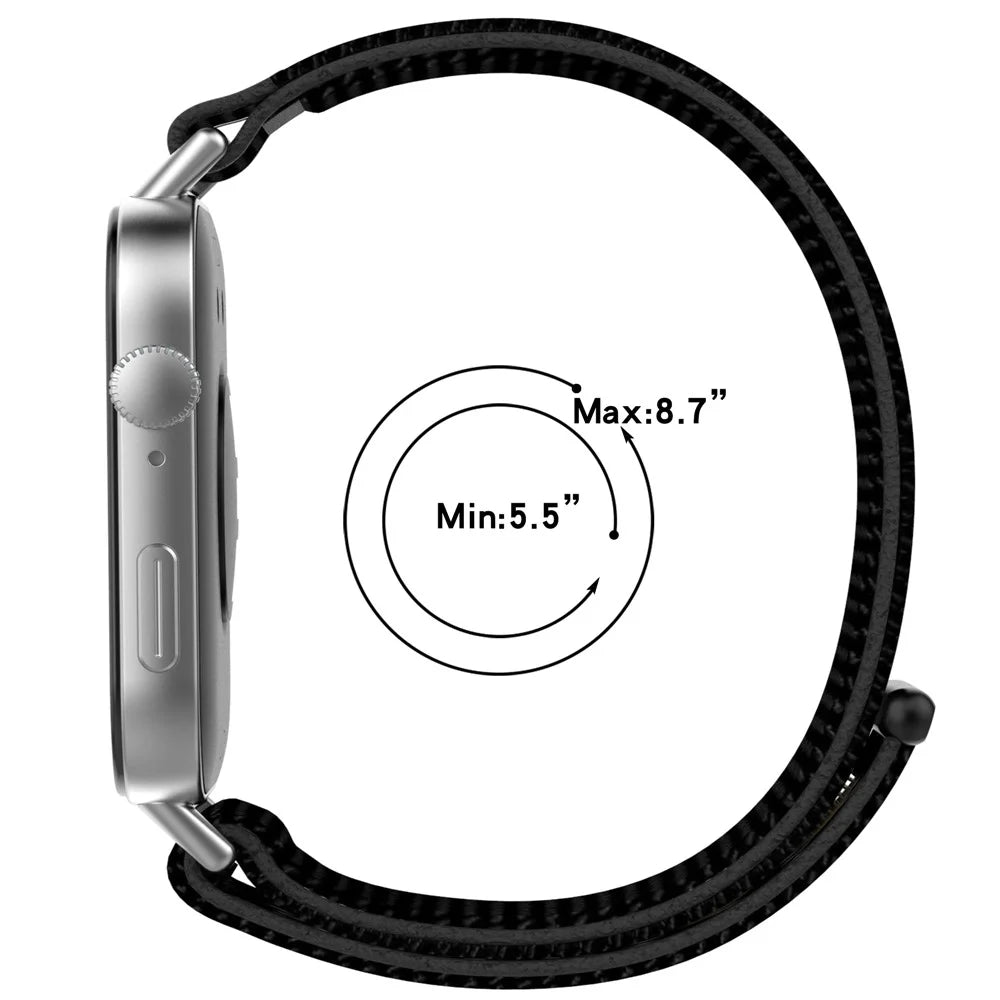 For Huawei Watch Fit 3 Strap Magic Tape Nylon Soft Watch Band - Official Black - 7