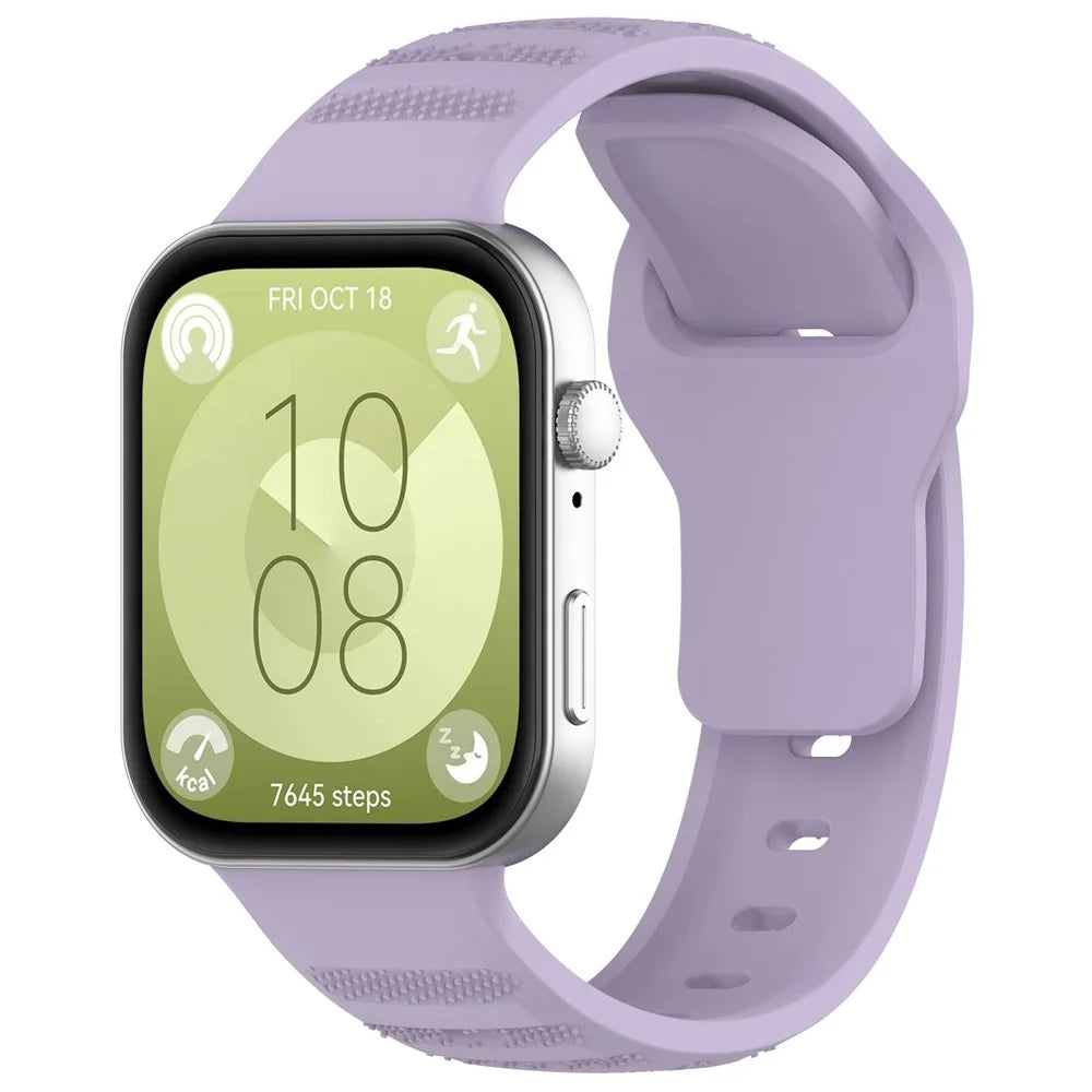 For Huawei Watch Fit 3 Silicone Watch Strap Dots Design Adjustable Wrist Band - Purple - 4