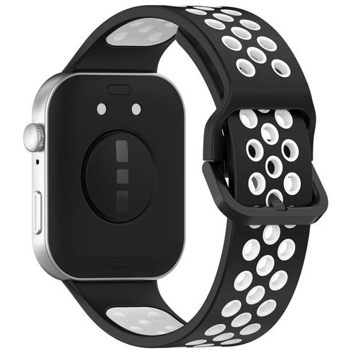 For Huawei Watch Fit 3 Soft Silicone Watch Strap Replacement Dual Color Band - Black+White - 1