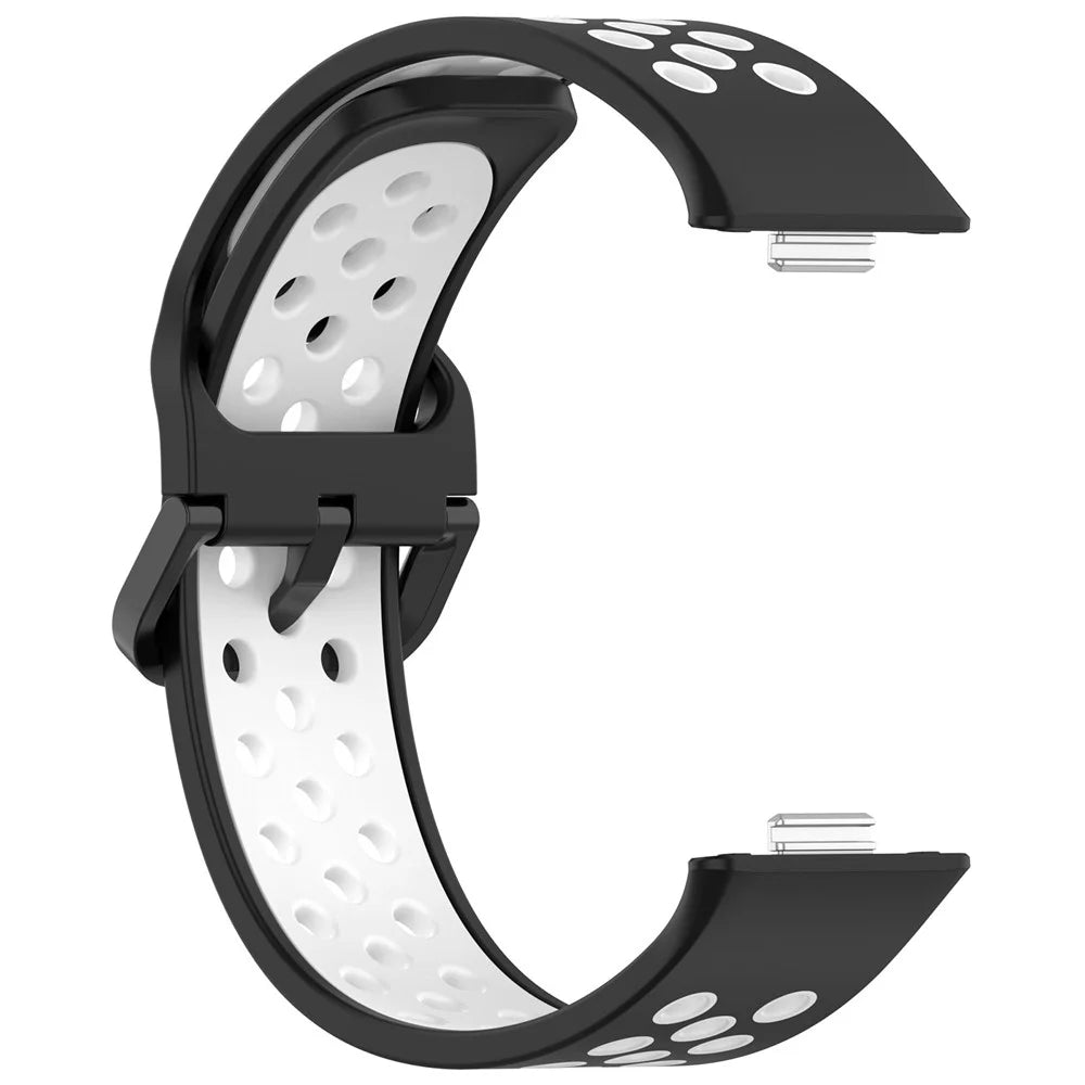 For Huawei Watch Fit 3 Soft Silicone Watch Strap Replacement Dual Color Band - Black+White - 3