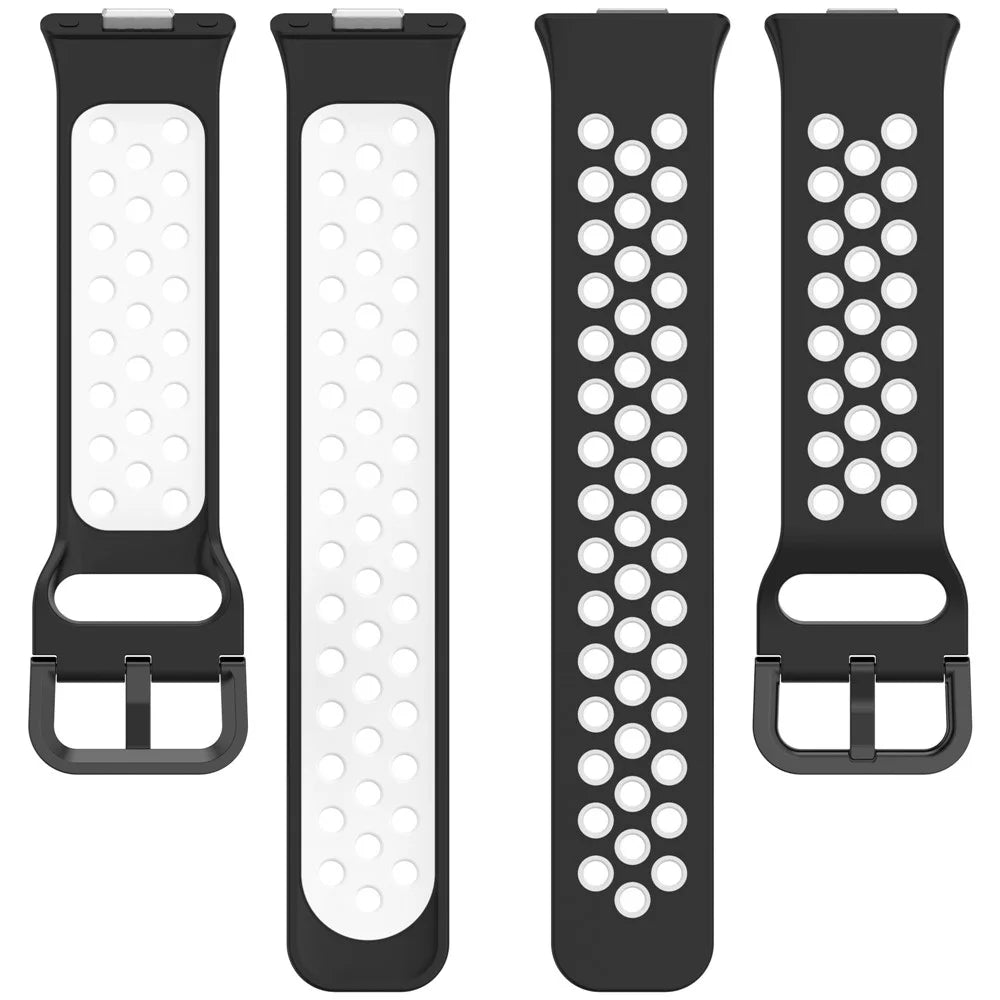For Huawei Watch Fit 3 Soft Silicone Watch Strap Replacement Dual Color Band - Black+White - 5