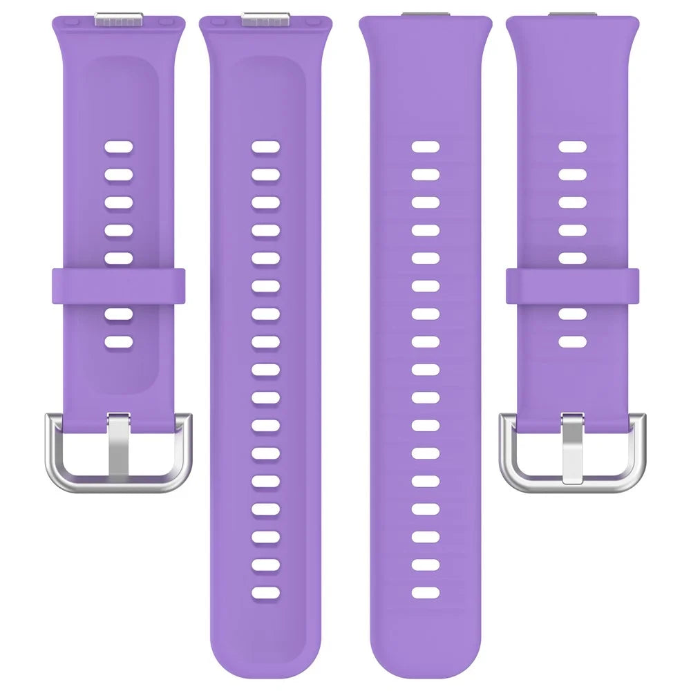 For Huawei Watch Fit 3 Soft Silicone Strap Sport Watchbands Replacement with Silver Buckle - Lilac Purple - 5
