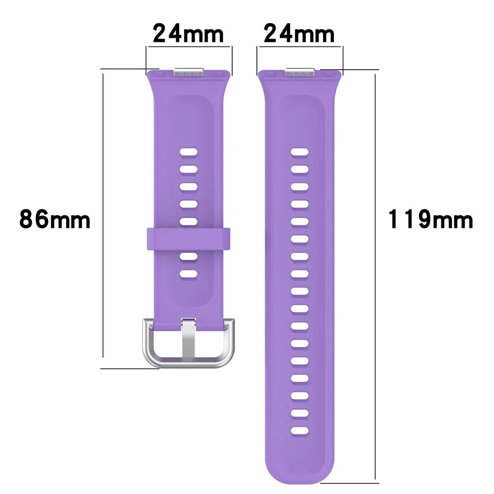 For Huawei Watch Fit 3 Soft Silicone Strap Sport Watchbands Replacement with Silver Buckle - Lilac Purple - 6