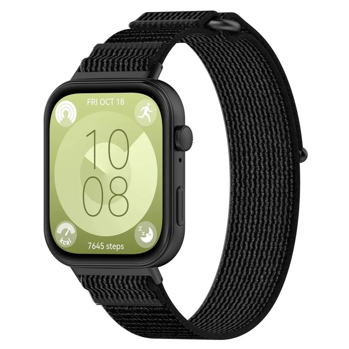 For Huawei Watch Fit 3 Wrist Watch Band Nylon Comfortable Strap Replacement - Black+Grey - 3