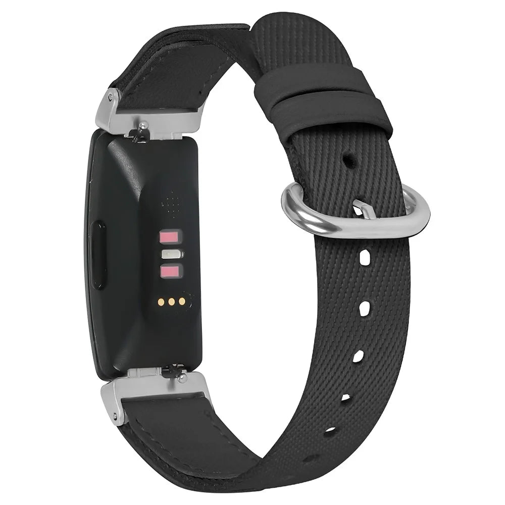For Fitbit Inspire / Inspire HR Adjustable Nylon Braided Watch Strap Replacement Wrist Band - Black - 1