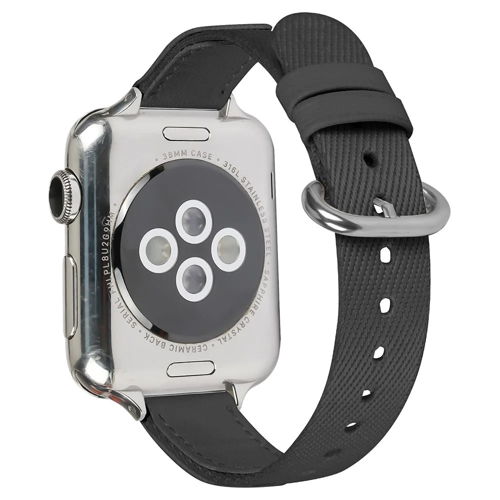 Nylon Braided Strap for Apple Watch Series 11 10 42mm / 9 8 7 41mm / SE3 SE2 SE 6 5 4 40mm / 3 2 1 38mm Wrist Band - Black - 1
