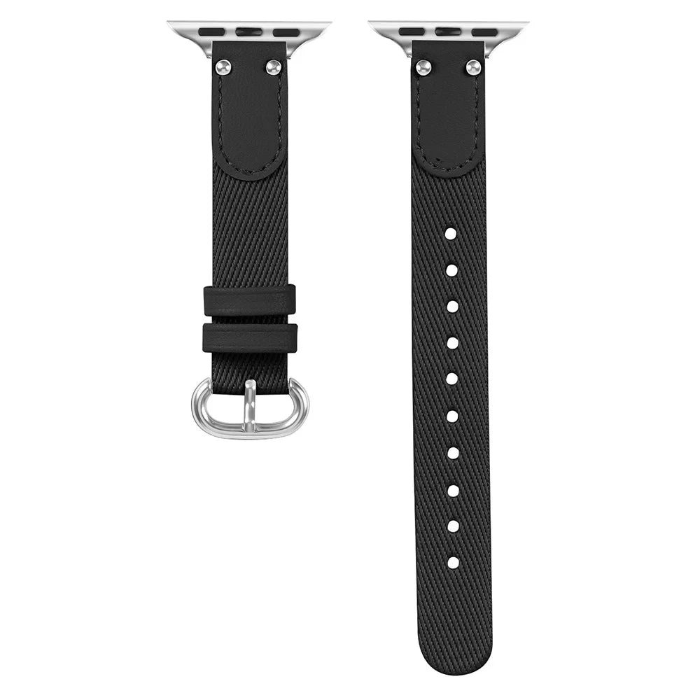 Nylon Braided Strap for Apple Watch Series 11 10 42mm / 9 8 7 41mm / SE3 SE2 SE 6 5 4 40mm / 3 2 1 38mm Wrist Band - Black - 3