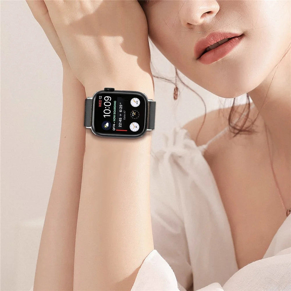 Nylon Braided Strap for Apple Watch Series 11 10 42mm / 9 8 7 41mm / SE3 SE2 SE 6 5 4 40mm / 3 2 1 38mm Wrist Band - Black - 4