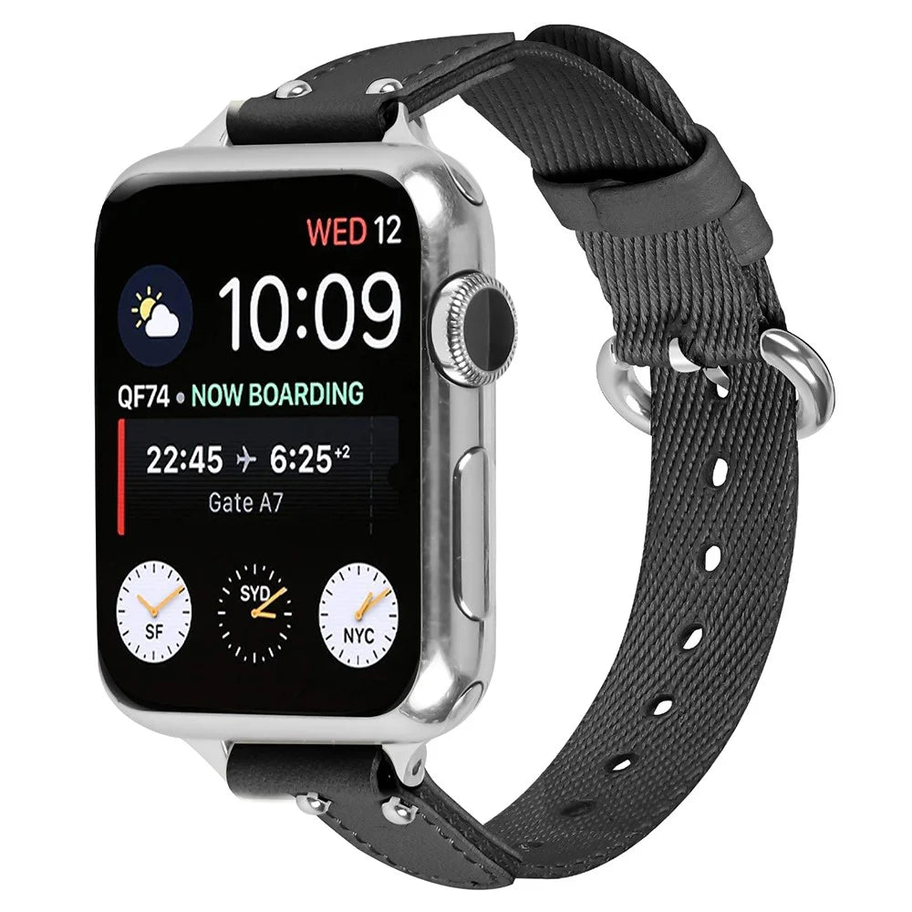 Nylon Braided Strap for Apple Watch Ultra 3 2 1 49mm / Series 11 10 46mm / 9 8 7 45mm / SE3 SE2 SE 6 5 4 44mm / 3 2 1 42mm Wrist Band - Black - 2