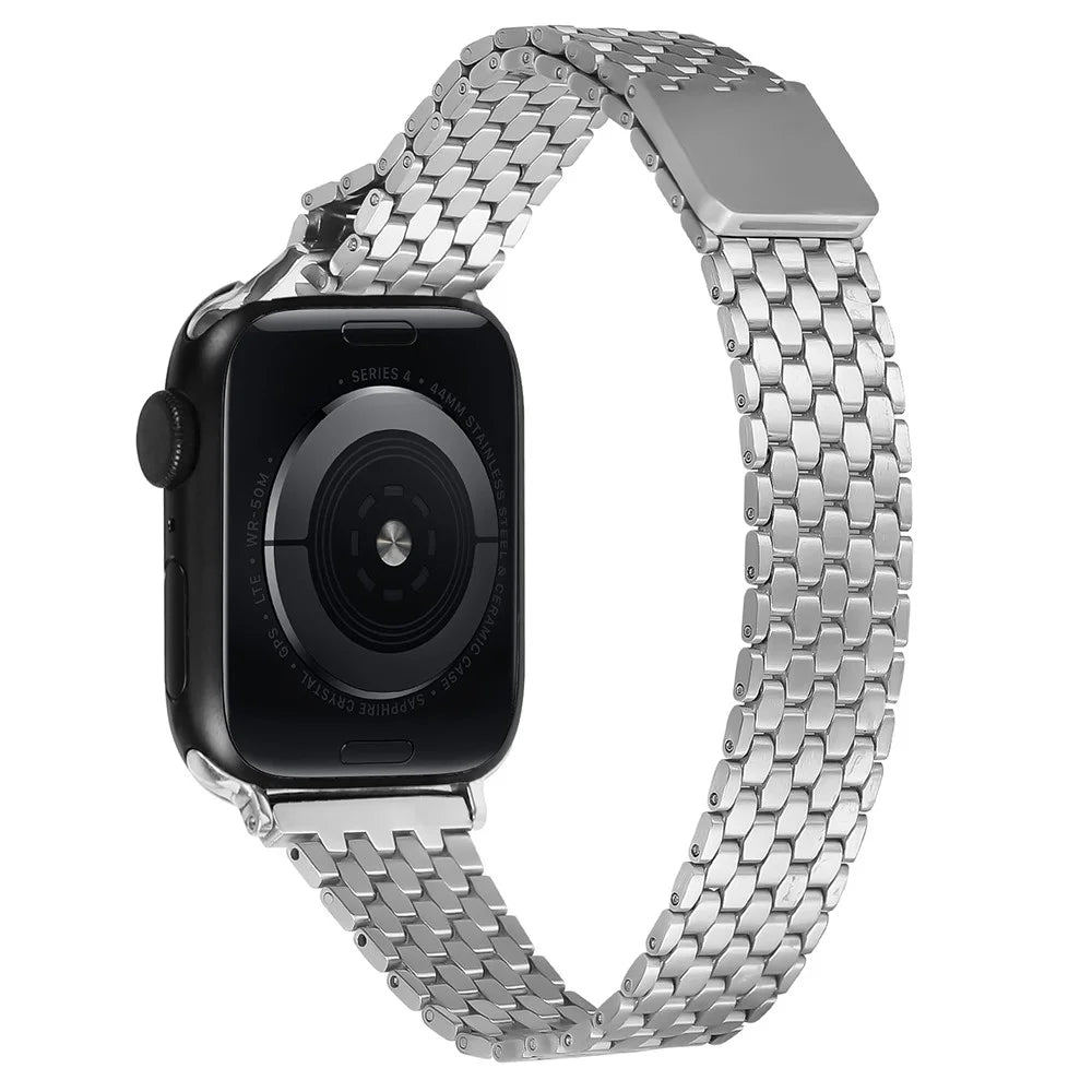 Magnetic Buckle Strap for Apple Watch Ultra 3 2 1 49mm / Series 11 10 46mm / 9 8 7 45mm / SE3 SE2 SE 6 5 4 44mm / 3 2 1 42mm Stainless Steel Band - Silver - 1