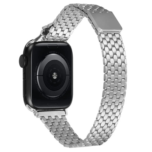 Magnetic Buckle Strap for Apple Watch Ultra 3 2 1 49mm / Series 11 10 46mm / 9 8 7 45mm / SE3 SE2 SE 6 5 4 44mm / 3 2 1 42mm Stainless Steel Band - Silver - 1