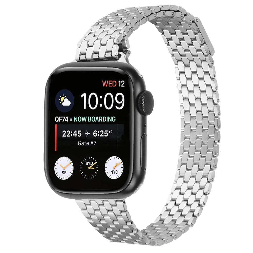 Magnetic Buckle Strap for Apple Watch Ultra 3 2 1 49mm / Series 11 10 46mm / 9 8 7 45mm / SE3 SE2 SE 6 5 4 44mm / 3 2 1 42mm Stainless Steel Band - Silver - 2