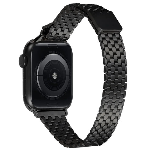 Stainless Steel Strap for Apple Watch Ultra 3 2 1 49mm / Series 11 10 46mm / 9 8 7 45mm / SE3 SE2 SE 6 5 4 44mm / 3 2 1 42mm Magnetic Buckle Band - Black - 1