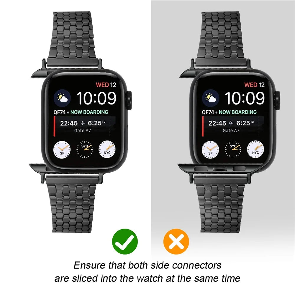 Stainless Steel Strap for Apple Watch Ultra 3 2 1 49mm / Series 11 10 46mm / 9 8 7 45mm / SE3 SE2 SE 6 5 4 44mm / 3 2 1 42mm Magnetic Buckle Band - Black - 5