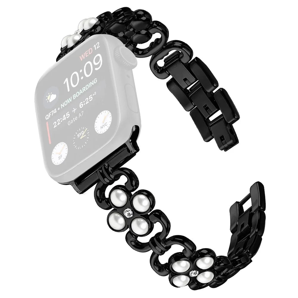 For Apple Watch Ultra 3 2 1 49mm / Series 11 10 46mm / 9 8 7 45mm / SE3 SE2 SE 6 5 4 44mm / 3 2 1 42mm Stainless Steel Watch Strap - Black - 1