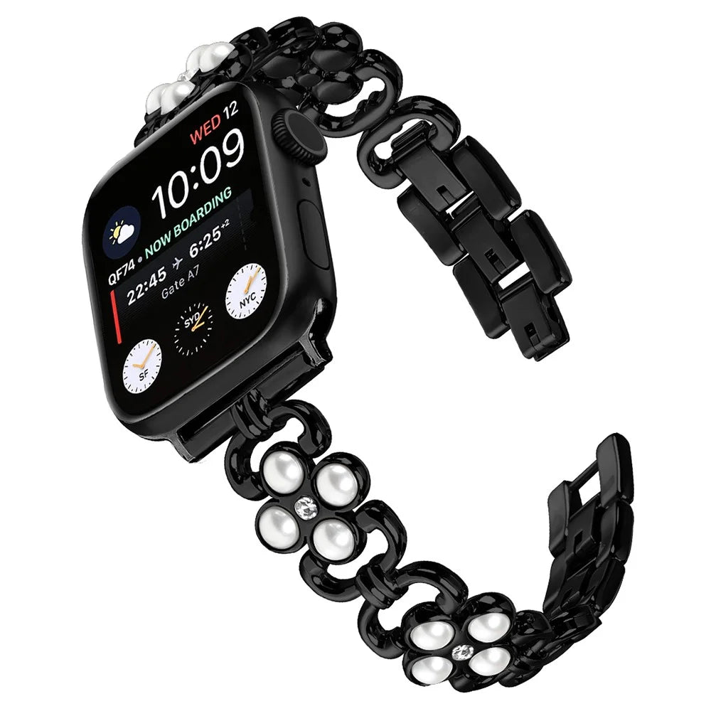 For Apple Watch Ultra 3 2 1 49mm / Series 11 10 46mm / 9 8 7 45mm / SE3 SE2 SE 6 5 4 44mm / 3 2 1 42mm Stainless Steel Watch Strap - Black - 2