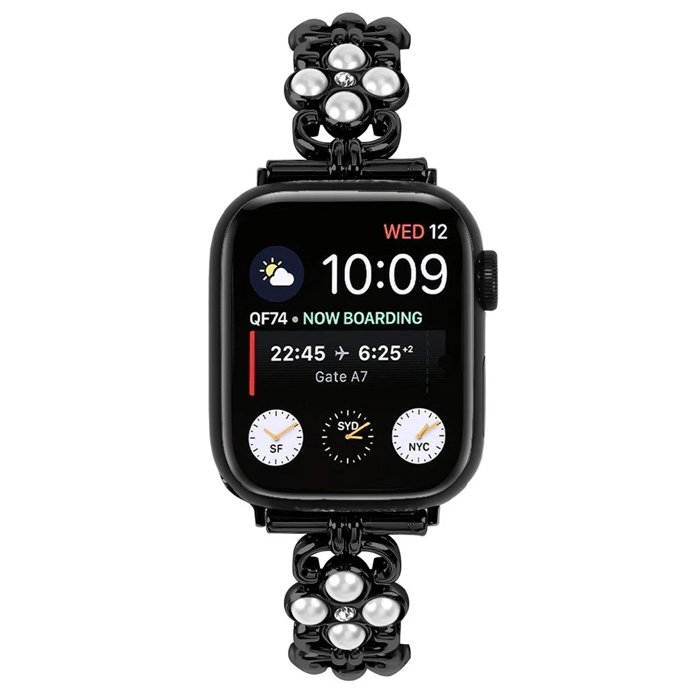 For Apple Watch Ultra 3 2 1 49mm / Series 11 10 46mm / 9 8 7 45mm / SE3 SE2 SE 6 5 4 44mm / 3 2 1 42mm Stainless Steel Watch Strap - Black - 3