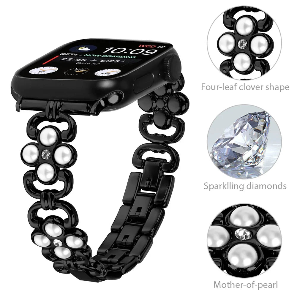 For Apple Watch Ultra 3 2 1 49mm / Series 11 10 46mm / 9 8 7 45mm / SE3 SE2 SE 6 5 4 44mm / 3 2 1 42mm Stainless Steel Watch Strap - Black - 4