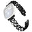 For Fitbit Versa 4 / Fitbit Sense 2 Watch Strap Pearl Decor Four Leaf Clover Stainless Steel Wrist Band - Black - 1