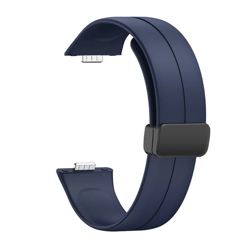 For Huawei Watch Fit 3 Silicone Strap Magnetic Folding Buckle Watch Band - Blue - 1