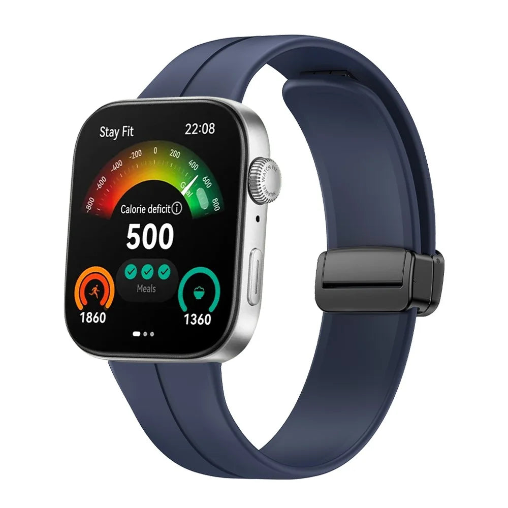 For Huawei Watch Fit 3 Silicone Strap Magnetic Folding Buckle Watch Band - Blue - 2