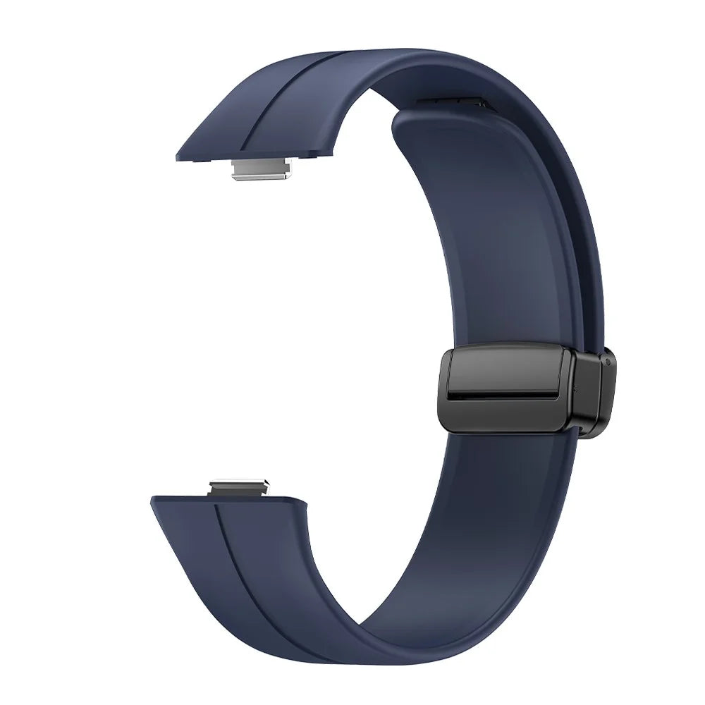 For Huawei Watch Fit 3 Silicone Strap Magnetic Folding Buckle Watch Band - Blue - 3