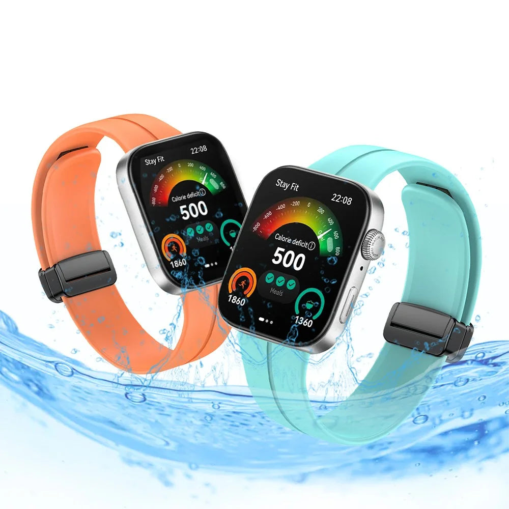 For Huawei Watch Fit 3 Silicone Strap Magnetic Folding Buckle Watch Band - Blue - 5