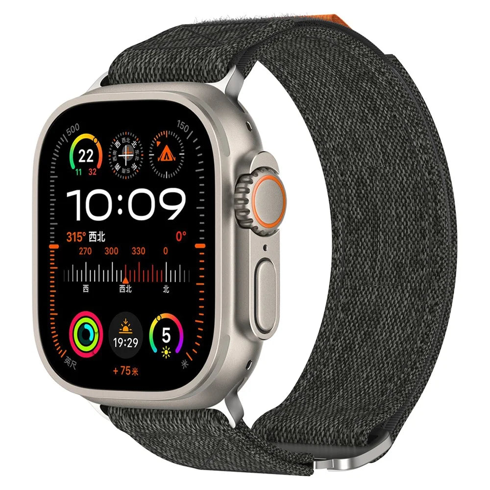 For Apple Watch Series 11 10 42mm / 9 8 7 41mm / SE3 SE2 SE 6 5 4 40mm / 3 2 1 38mm Nylon Watch Band Adjustable Strap - Black - 2