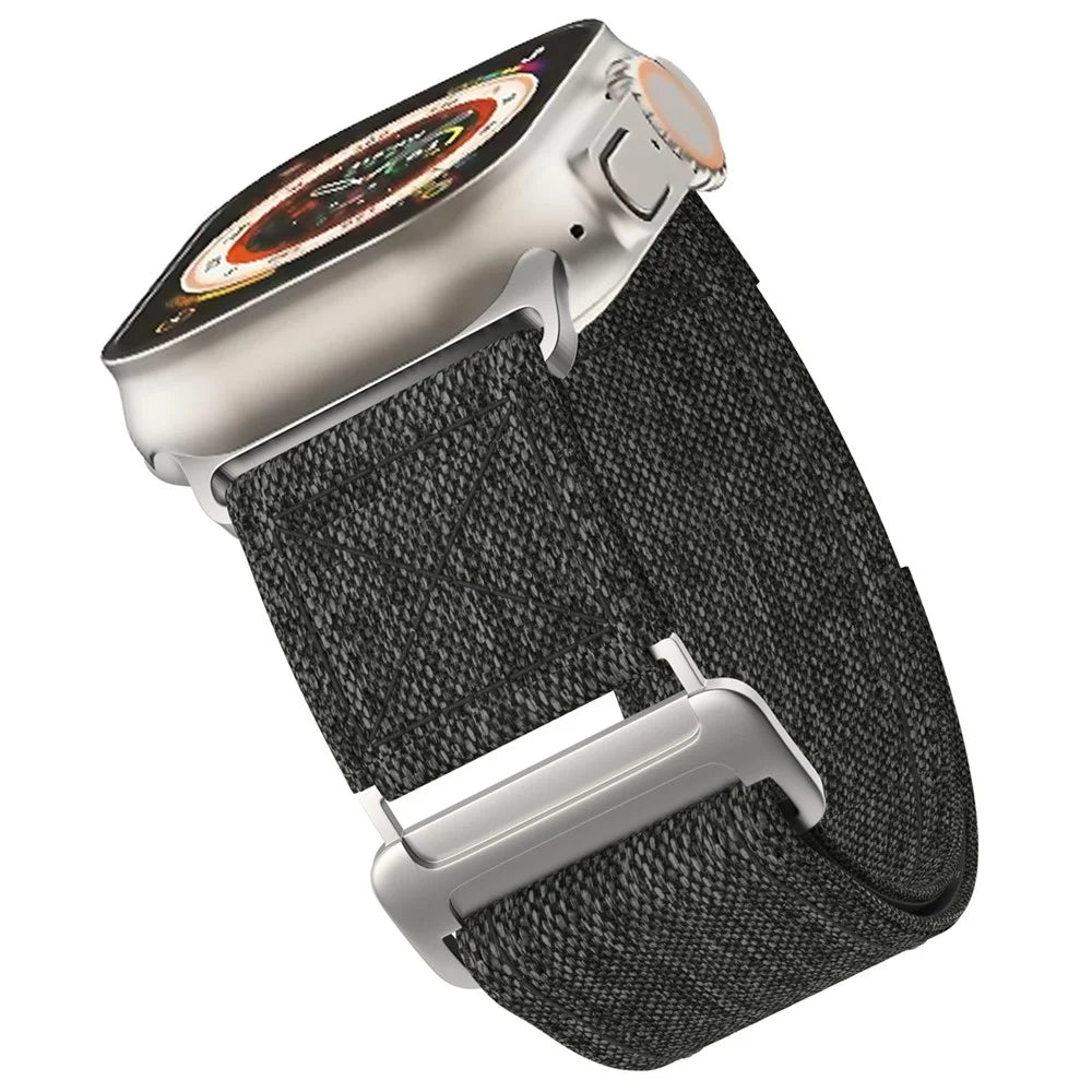 For Apple Watch Series 11 10 42mm / 9 8 7 41mm / SE3 SE2 SE 6 5 4 40mm / 3 2 1 38mm Nylon Watch Band Adjustable Strap - Black - 3
