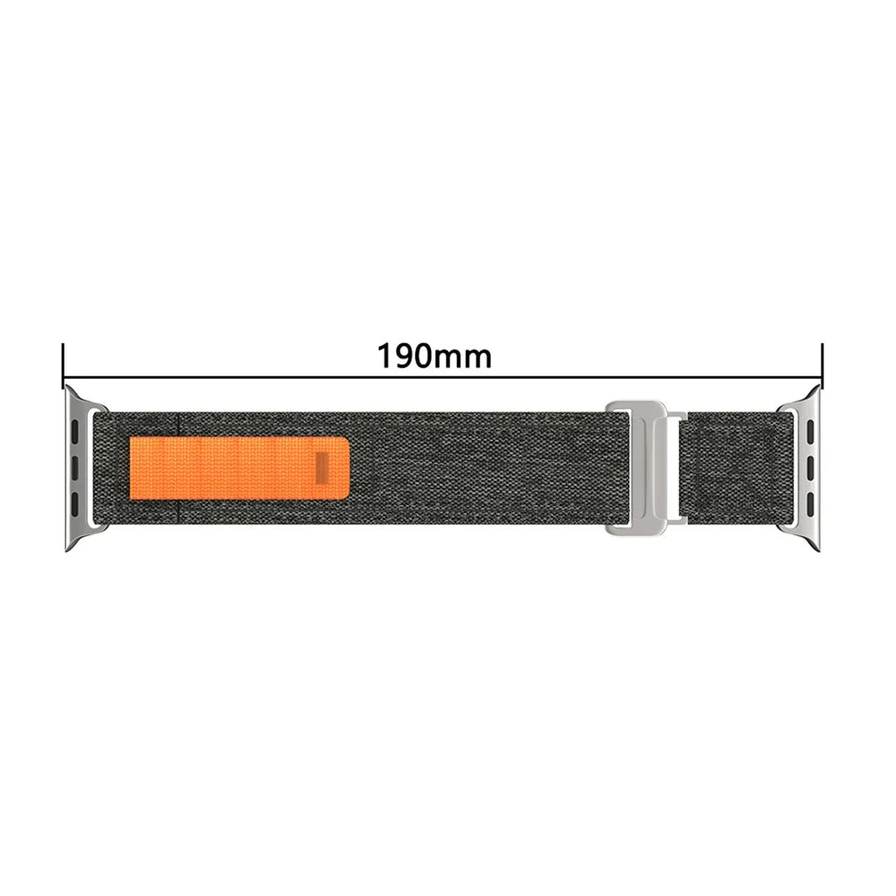 For Apple Watch Series 11 10 42mm / 9 8 7 41mm / SE3 SE2 SE 6 5 4 40mm / 3 2 1 38mm Nylon Watch Band Adjustable Strap - Black - 5