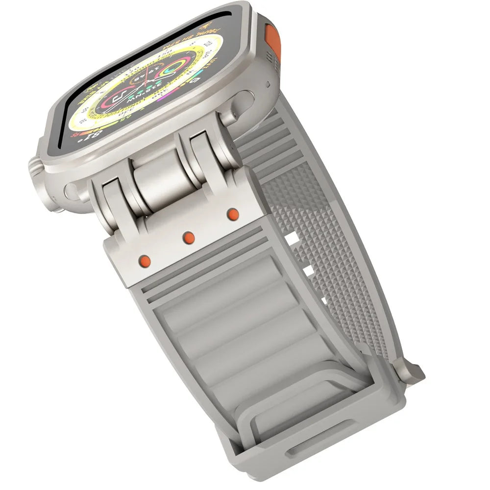For Apple Watch Ultra 3 2 1 49mm / Series 11 10 46mm / 9 8 7 45mm / SE3 SE2 SE 6 5 4 44mm / 3 2 1 42mm Silicone Strap Striped Watch Band - Grey - 3