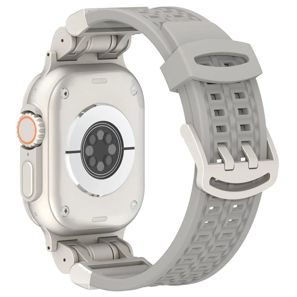 For Apple Watch Ultra 3 2 1 49mm / Series 11 10 46mm / 9 8 7 45mm / SE3 SE2 SE 6 5 4 44mm / 3 2 1 42mm Silicone Watch Band Dual Claw - Grey - 1