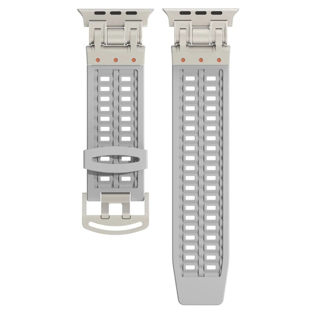 For Apple Watch Ultra 3 2 1 49mm / Series 11 10 46mm / 9 8 7 45mm / SE3 SE2 SE 6 5 4 44mm / 3 2 1 42mm Silicone Watch Band Dual Claw - Grey - 3