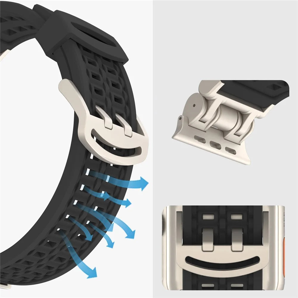 For Apple Watch Ultra 3 2 1 49mm / Series 11 10 46mm / 9 8 7 45mm / SE3 SE2 SE 6 5 4 44mm / 3 2 1 42mm Silicone Watch Band Dual Claw - Grey - 4