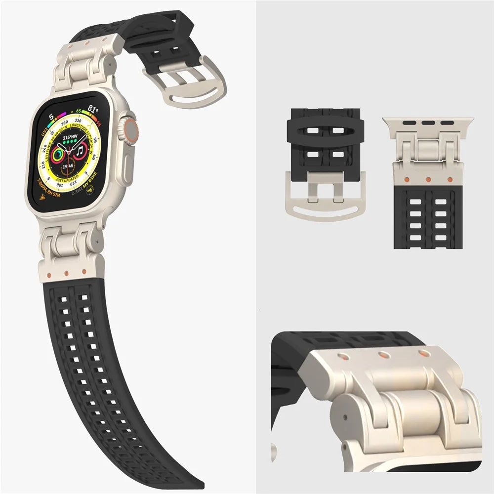 For Apple Watch Ultra 3 2 1 49mm / Series 11 10 46mm / 9 8 7 45mm / SE3 SE2 SE 6 5 4 44mm / 3 2 1 42mm Silicone Watch Band Dual Claw - Grey - 6