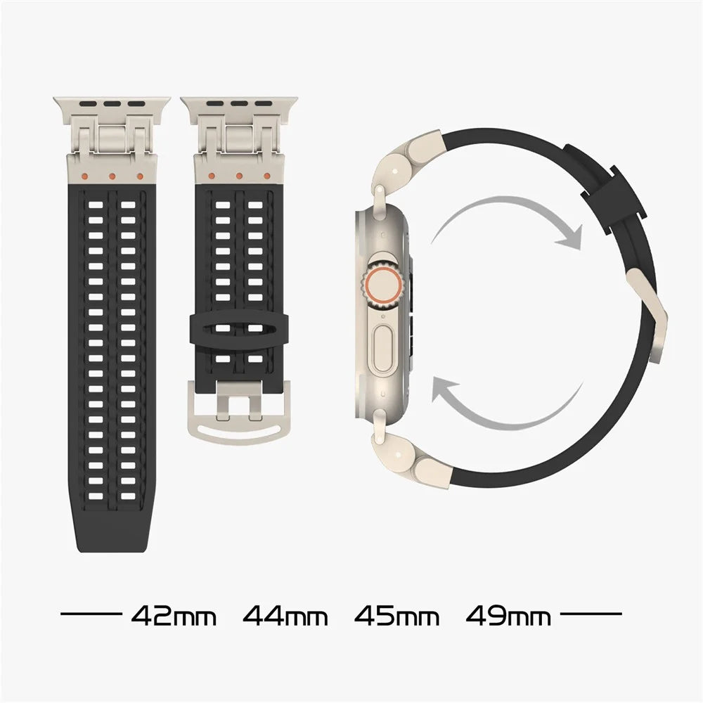 For Apple Watch Ultra 3 2 1 49mm / Series 11 10 46mm / 9 8 7 45mm / SE3 SE2 SE 6 5 4 44mm / 3 2 1 42mm Silicone Watch Band Dual Claw - Grey - 7