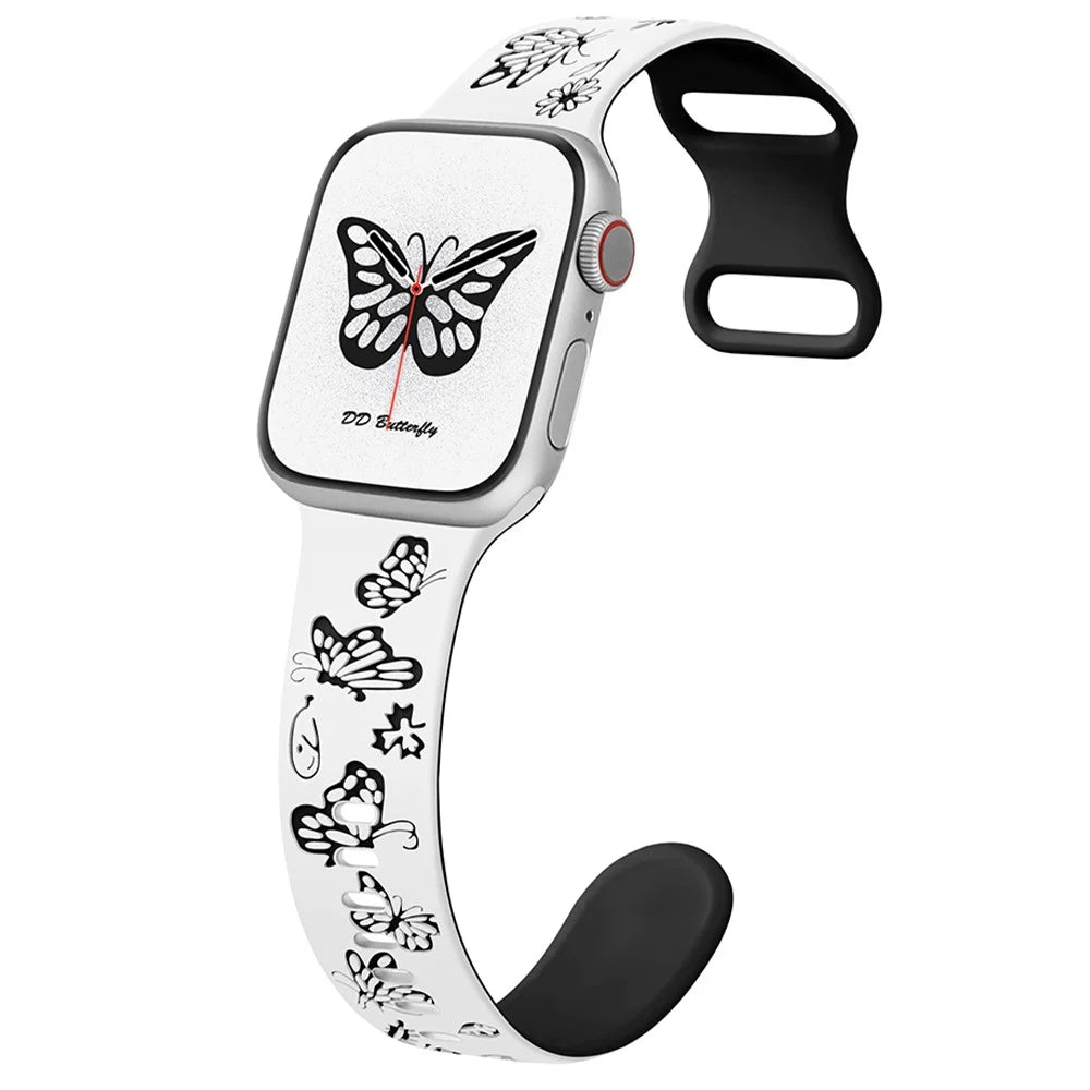 For Apple Watch Ultra 3 2 1 49mm / Series 11 10 46mm / 9 8 7 45mm / SE3 SE2 SE 6 5 4 44mm / 3 2 1 42mm Silicone Strap - White+Black - 2