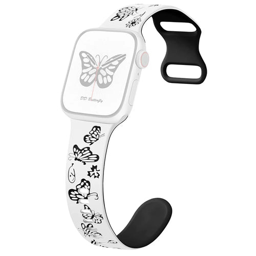 For Apple Watch Series 11 10 42mm / 9 8 7 41mm / SE3 SE2 SE 6 5 4 40mm / 3 2 1 38mm Silicone Strap Dual Color Watchband - White+Black - 1