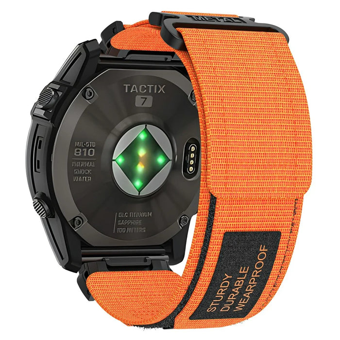 For Garmin Tactix 7 Pro / Fenix 7X / 6X Pro / 5X Plus Watch Band 26mm Nylon Wrist Strap - Orange - 1