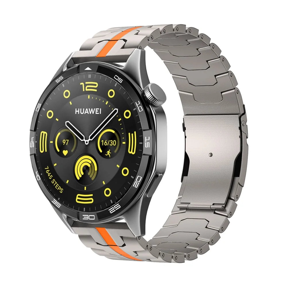 For Huawei Watch GT 4 / GT 3 / GT 2 46mm Replacement Strap 22mm Metal Watch Band - Titanium Orange - 2