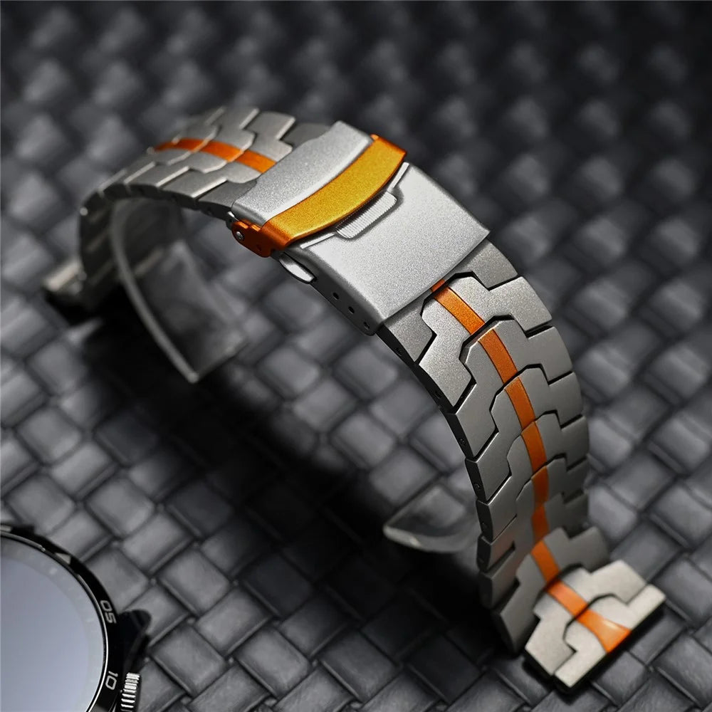 For Huawei Watch GT 4 / GT 3 / GT 2 46mm Replacement Strap 22mm Metal Watch Band - Titanium Orange - 3