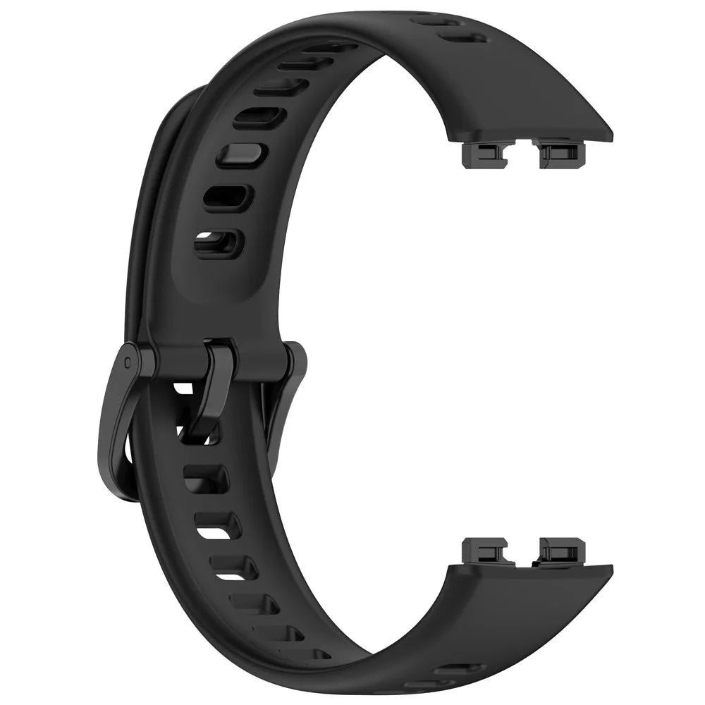 For Huawei Band 8 / 8 NFC / 9 / 9 NFC Glossy Silicone Watch Strap Replacement Watchband - Black - 3