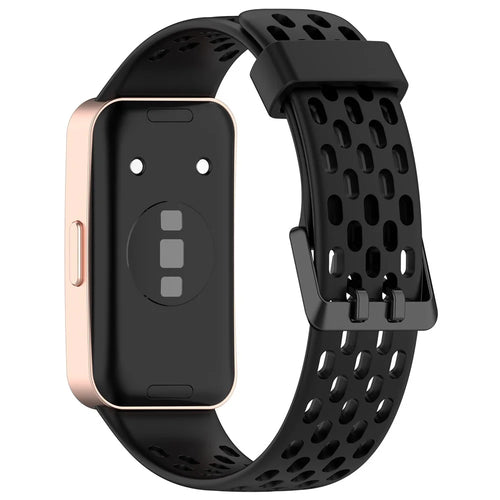 For Huawei Band 9 / 9 NFC / 8 / 8 NFC Replacement Band Adjustable Silicone Watch Strap - Black - 1