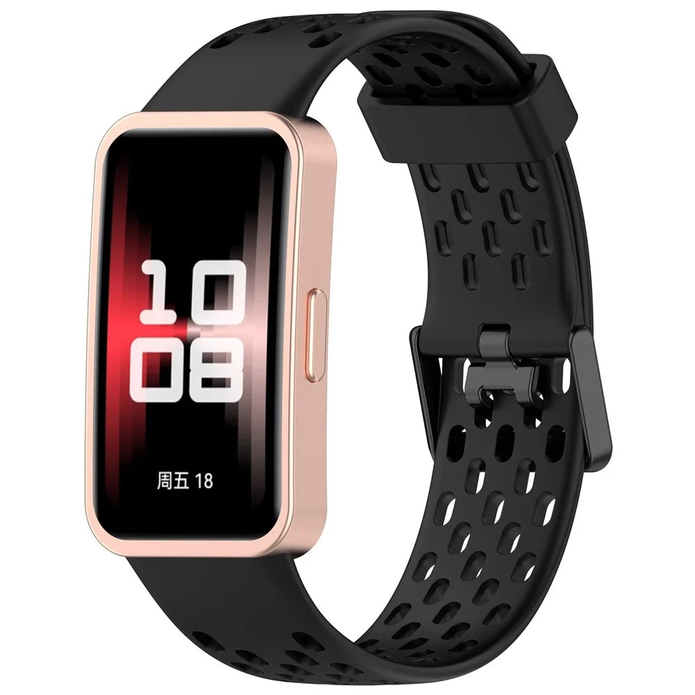 For Huawei Band 9 / 9 NFC / 8 / 8 NFC Replacement Band Adjustable Silicone Watch Strap - Black - 4