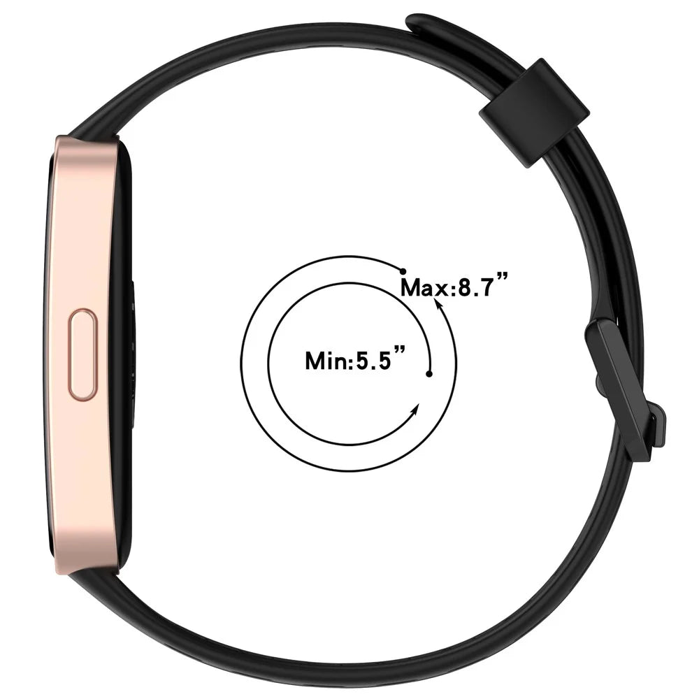 For Huawei Band 9 / 9 NFC / 8 / 8 NFC Replacement Band Adjustable Silicone Watch Strap - Black - 7