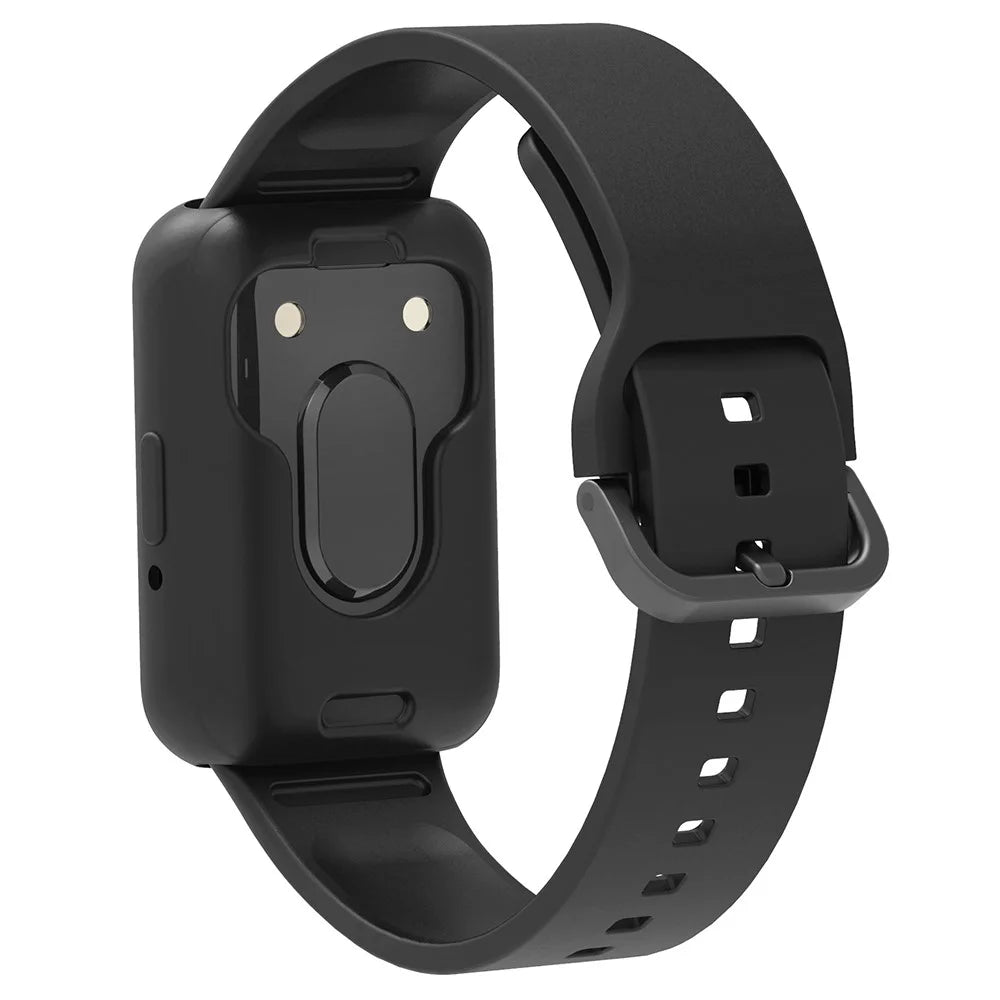 For Samsung Galaxy Fit3 Silicone Strap Replacement Wrist Band with Watch Case - Black - 1